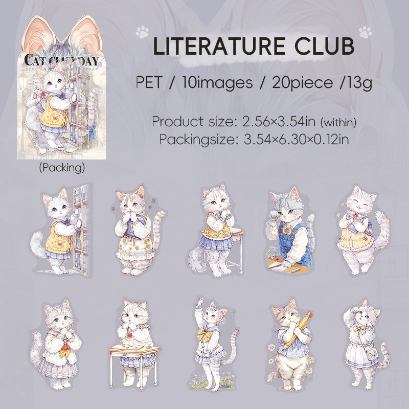 Cat's Club Day PET Sticker -20Pcs each pack