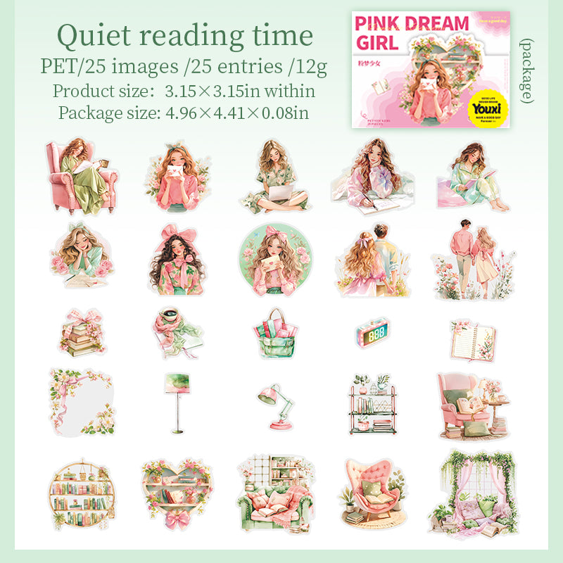 0305 Pink dream girl Series Stickers -25Pcs each pack