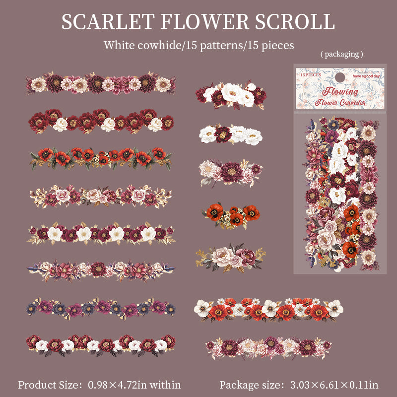 0923 Flowers Solid Sticker -15Pcs each pack