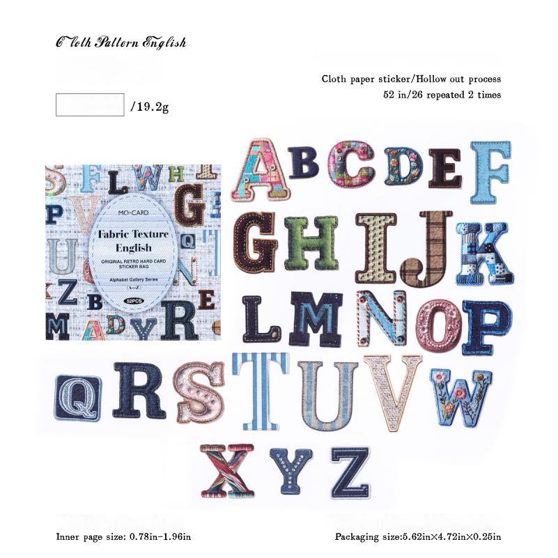 Vintage Letter Sticker -52Pcs each pack