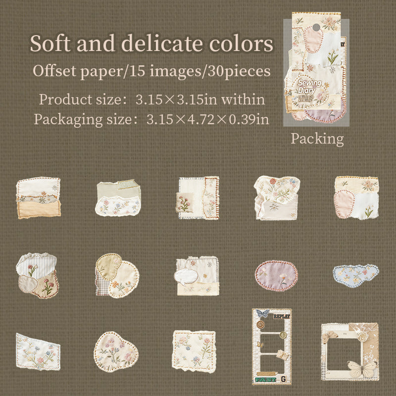 Sewing diary cardstock sticker -30Pcs each pack