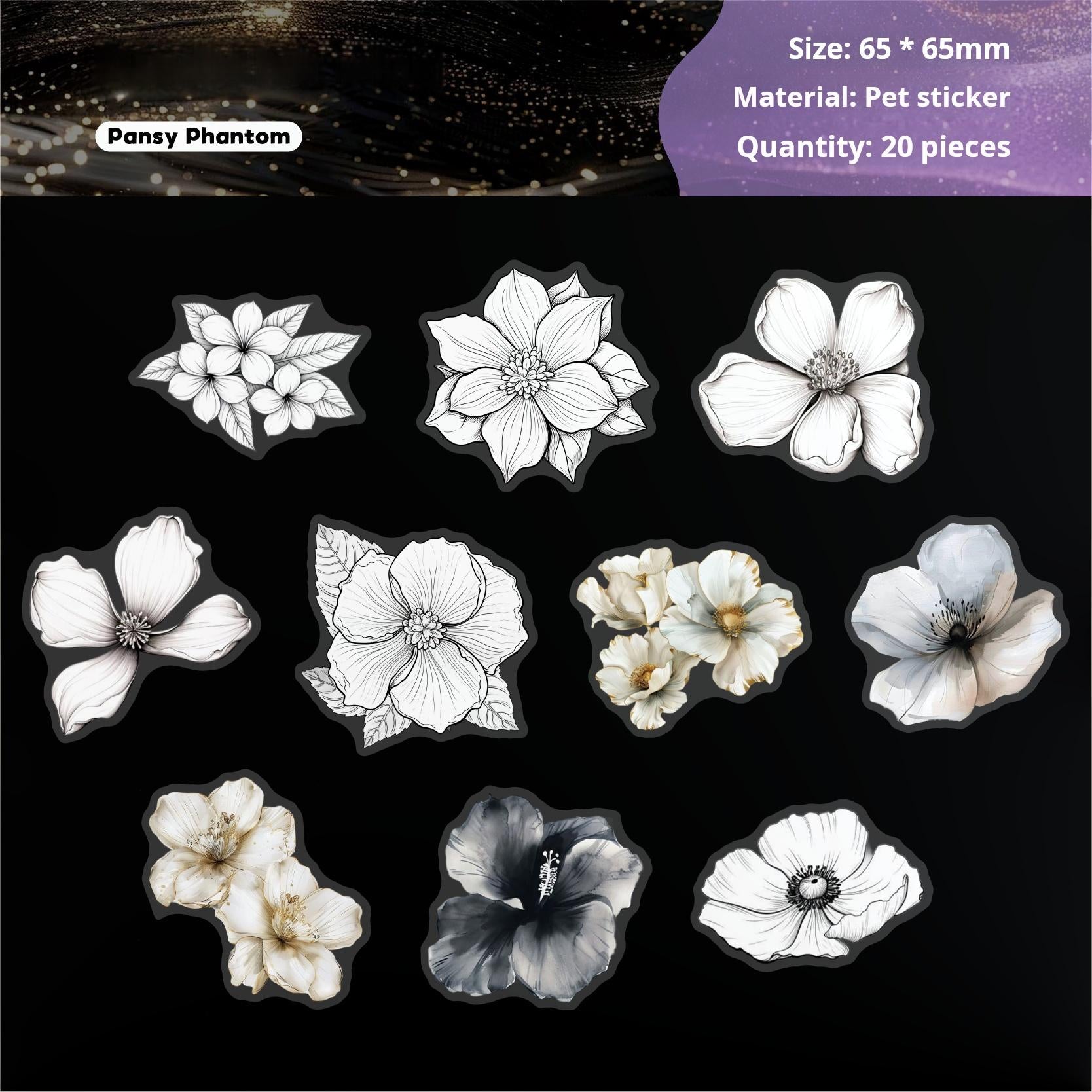 Ink bloom PET Sticker -20Pcs each pack