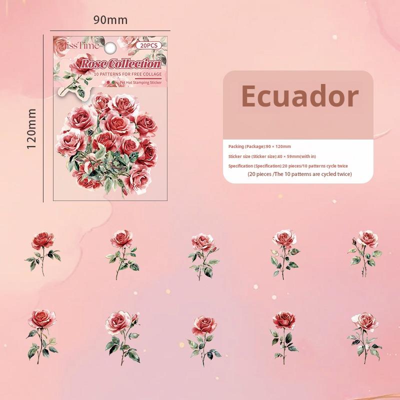 Rose PET sticker -20Pcs each pack
