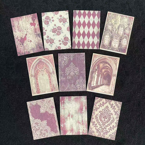 Close-up of gothic romance ATC card designs