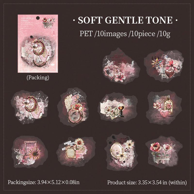 Vintage PET Sticker -10Pcs each pack