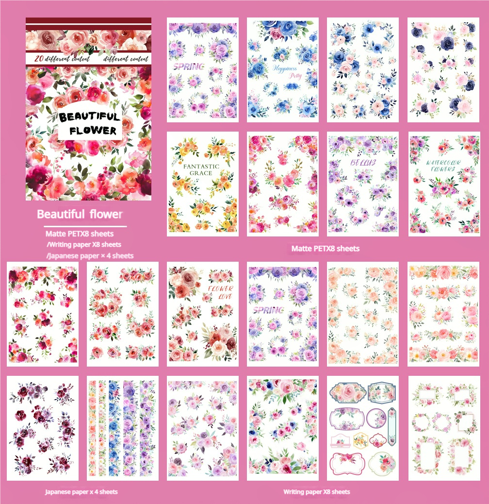 S-537- Beautiful flower Sticker Book -20Pcs each pack