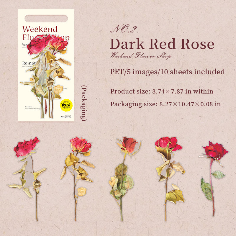 Roses PET sticker large size -10Pcs each pack