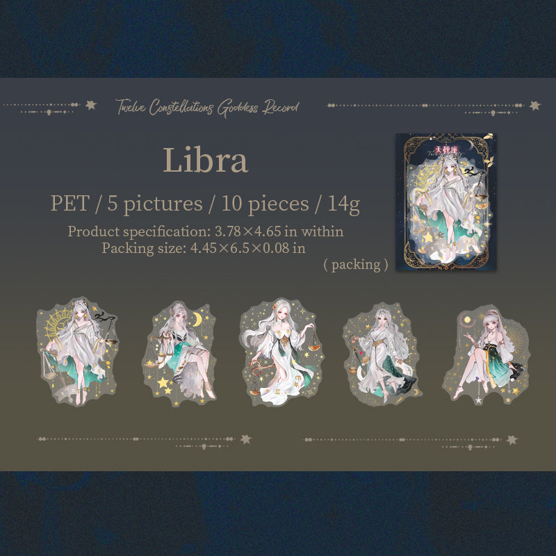 Zodiac PET sticker -10Pcs each pack