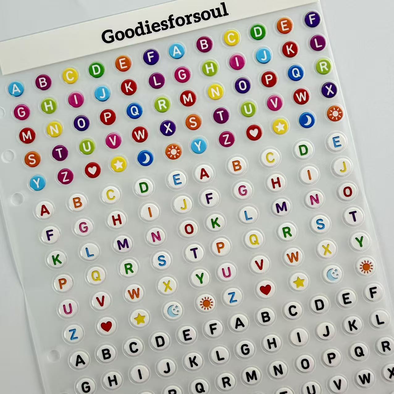 3D Colorful Round Letter Emojis PET Sticker 1 Pcs