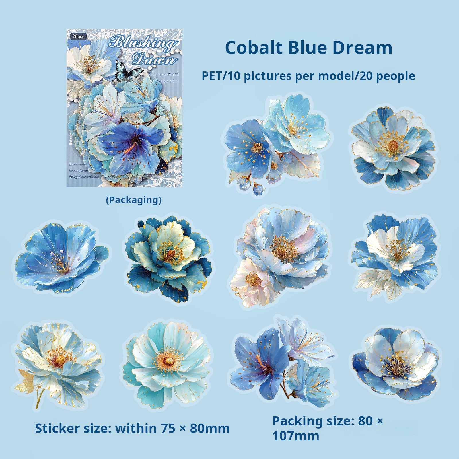 Gilded Floral Language PET sticker -20Pcs each pack