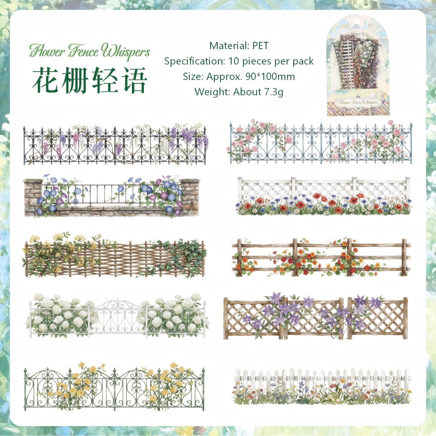 Whispering Flower Hedge PET Stickers -10Pcs each pack