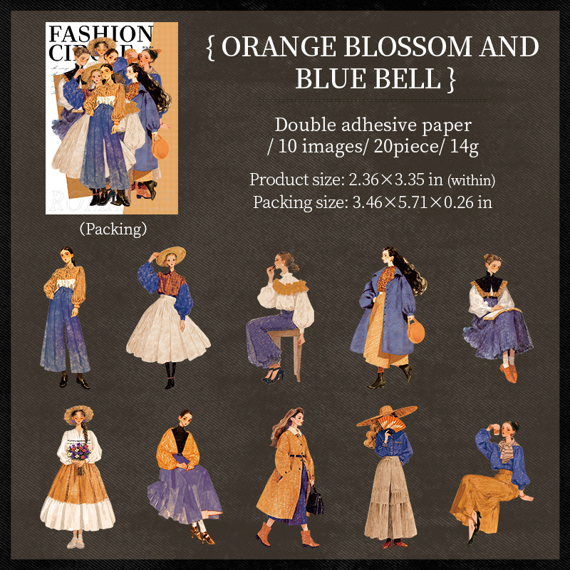 0823 Vintage fashion girls Sticker -20Pcs each pack