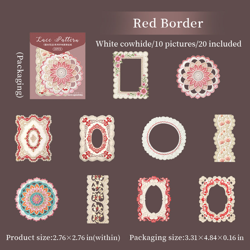 Lace border Solid Sticker -20Pcs each pack