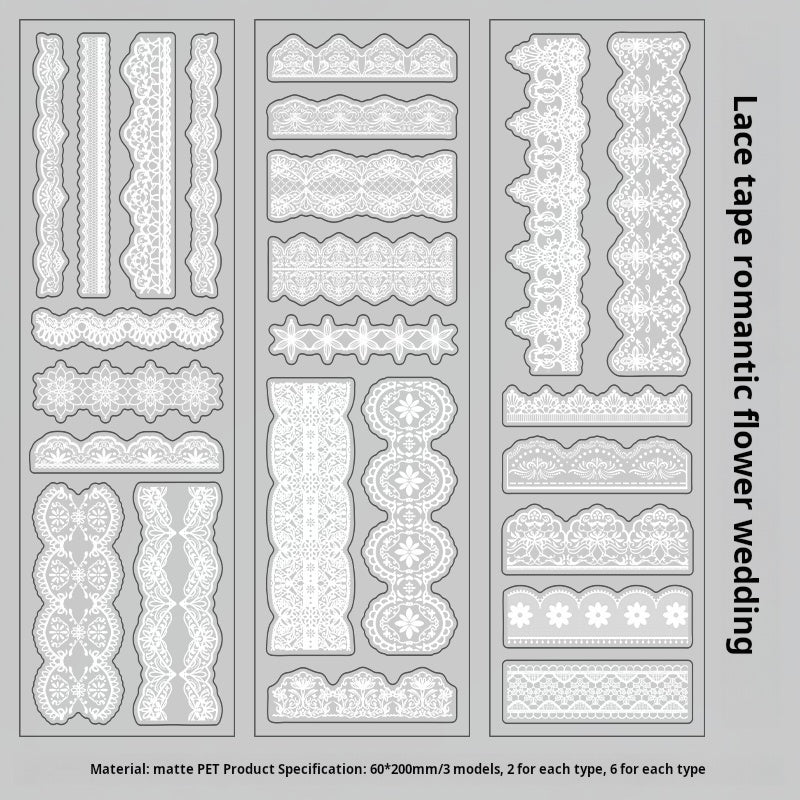 Lace PET Sticker -6Pcs each pack