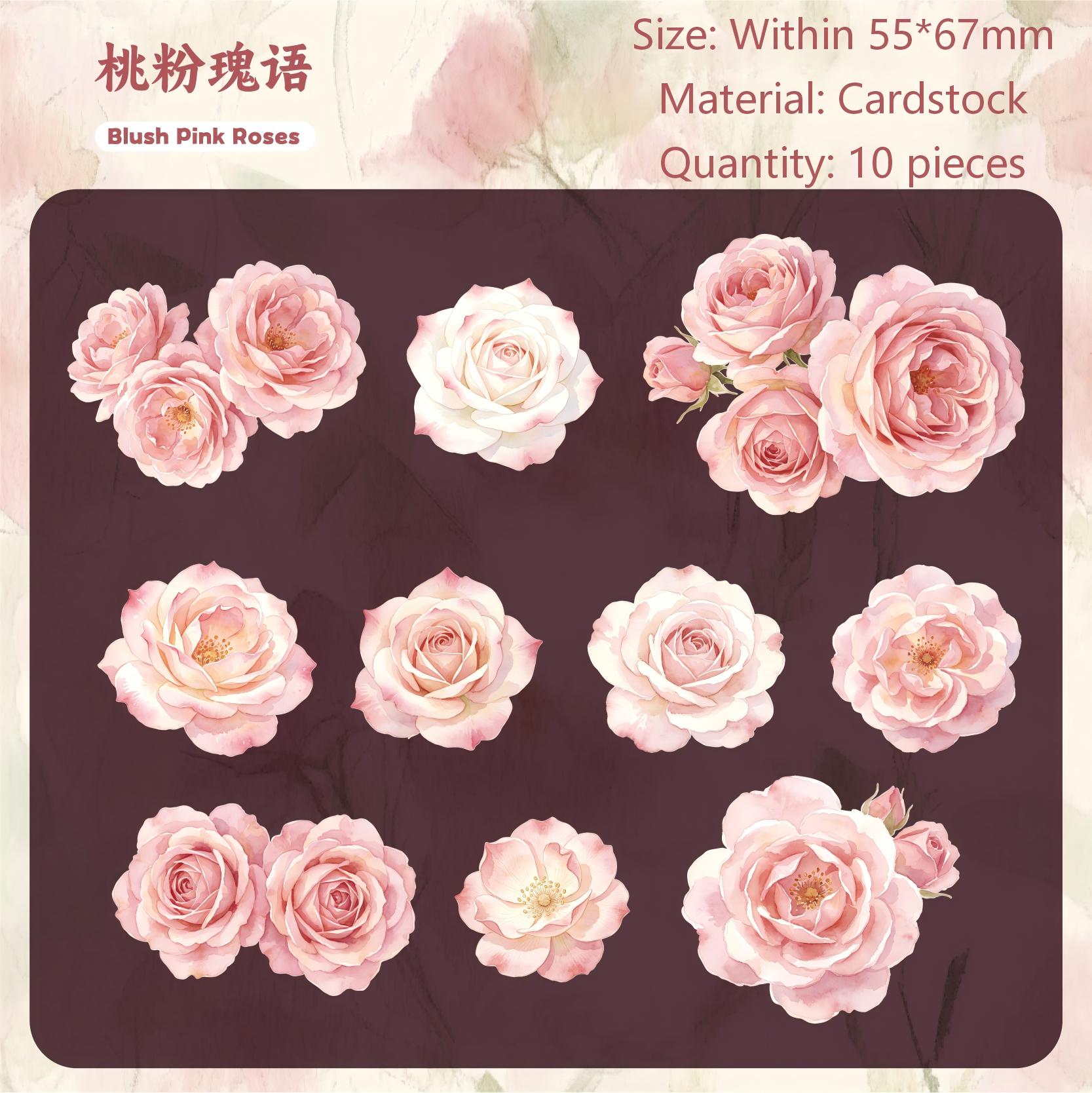 Soft Floral Cardstock Stickers -10Pcs each pack