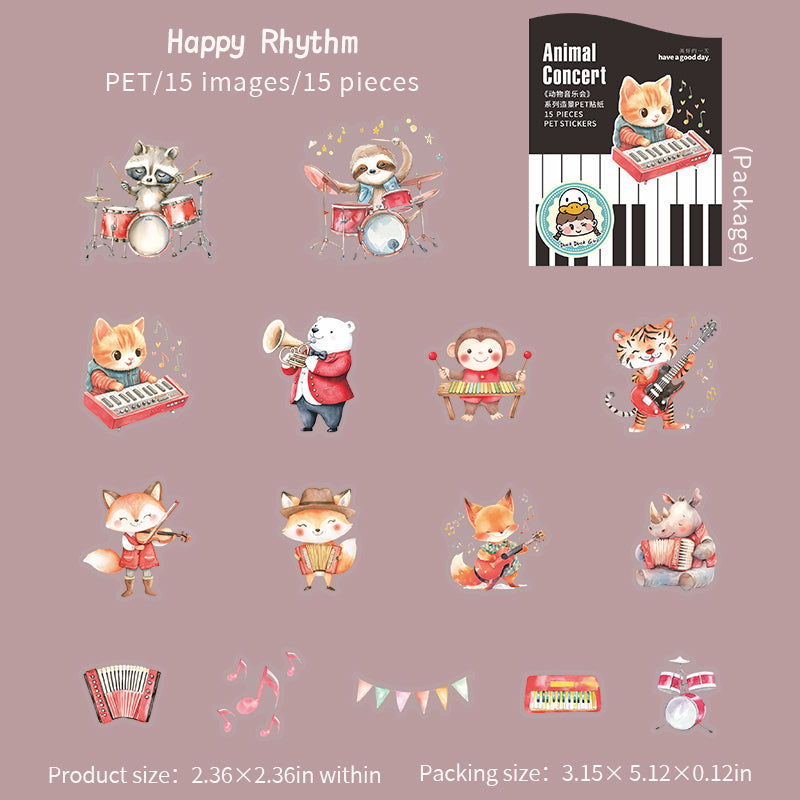 Animal concert PET sticker -15Pcs each pack