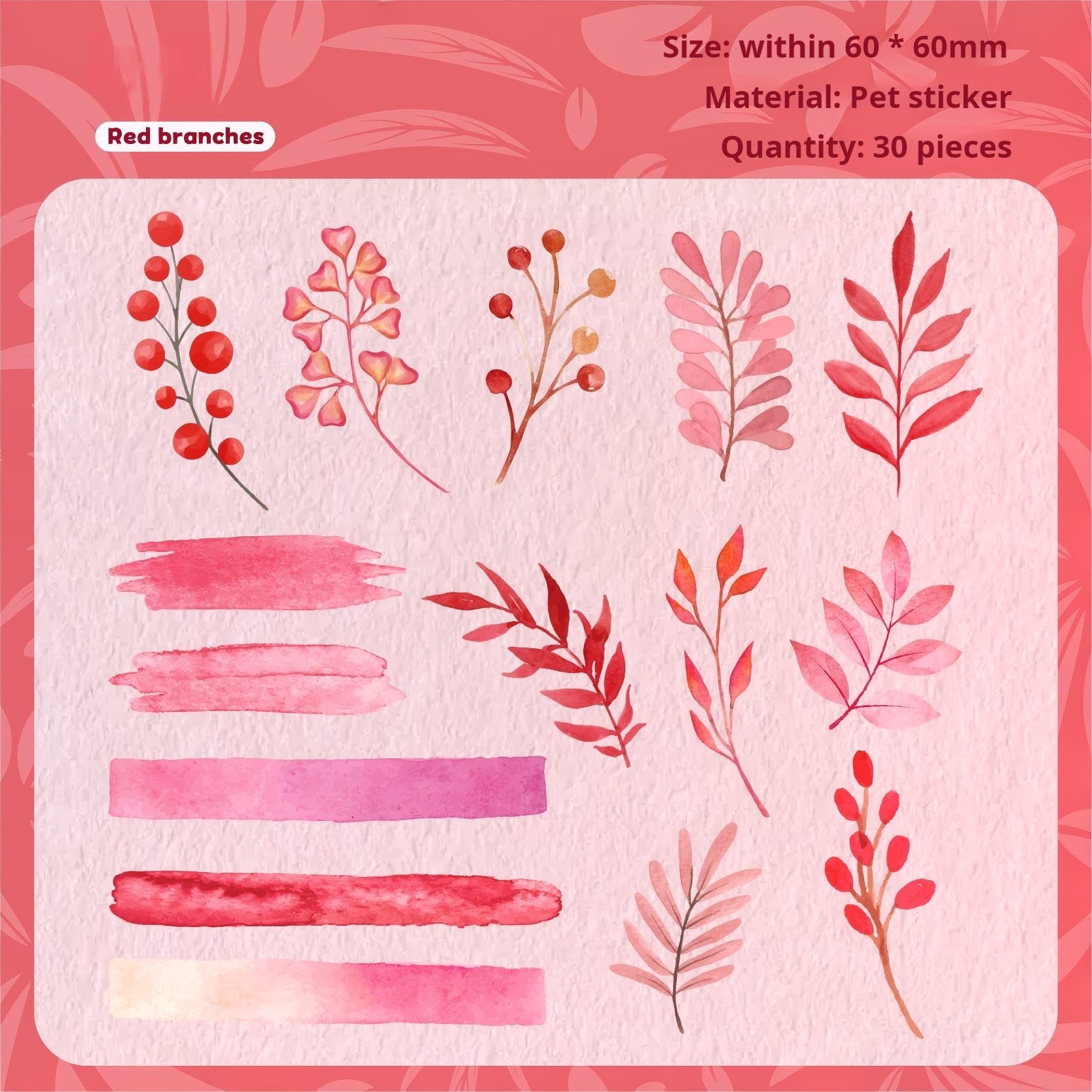 1011 Leaves PET sticker -30Pcs each pack