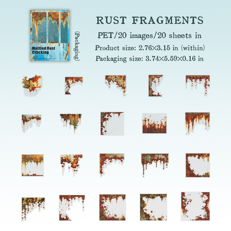 Mottled rust PET Sticker -20Pcs each pack