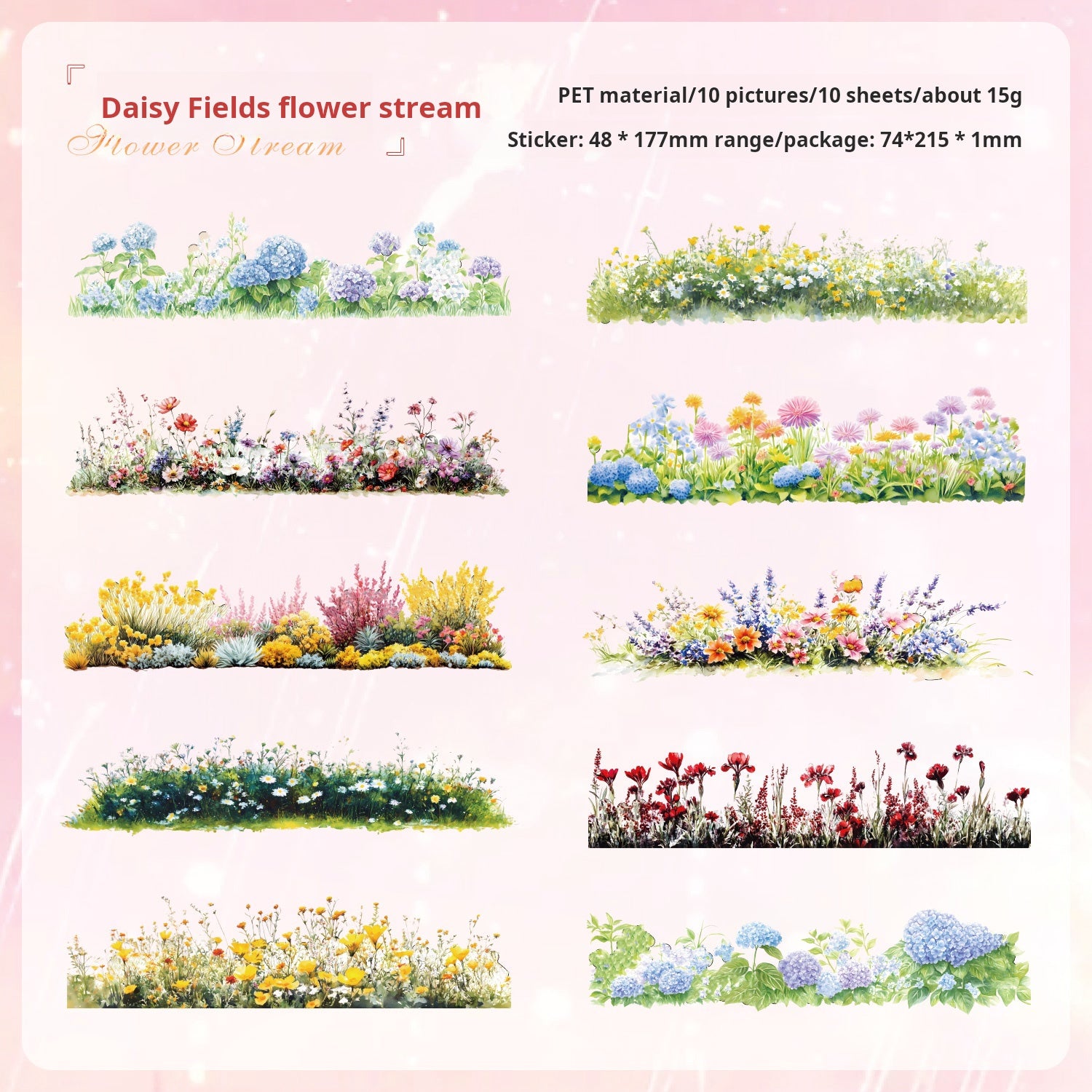 0729 Small town scenery PET Sticker -10Pcs each pack