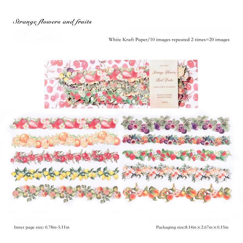 Flowers and fruits Solid Sticker -20Pcs each pack