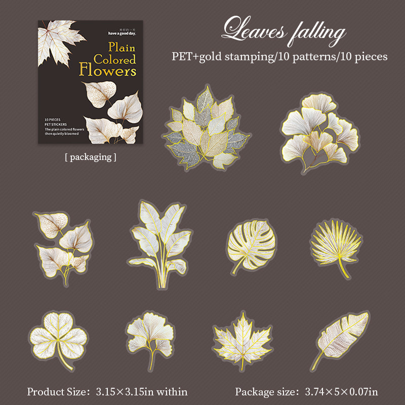 Plain flowers PET sticker -10Pcs each pack