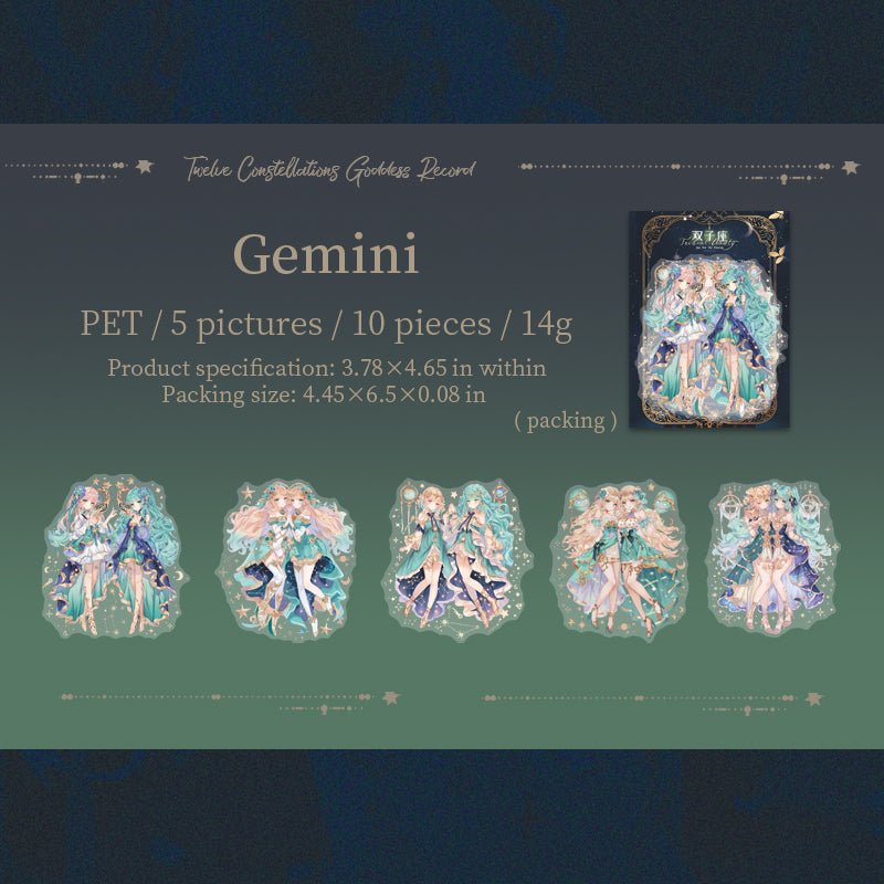 Zodiac PET sticker -10Pcs each pack
