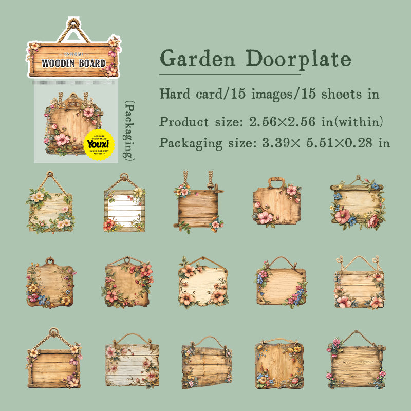 Garden wooden sign cardstock sticker -15Pcs each pack