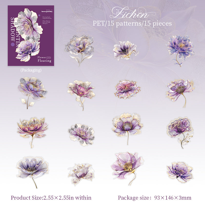 Flowers PET Sticker -25Pcs each pack