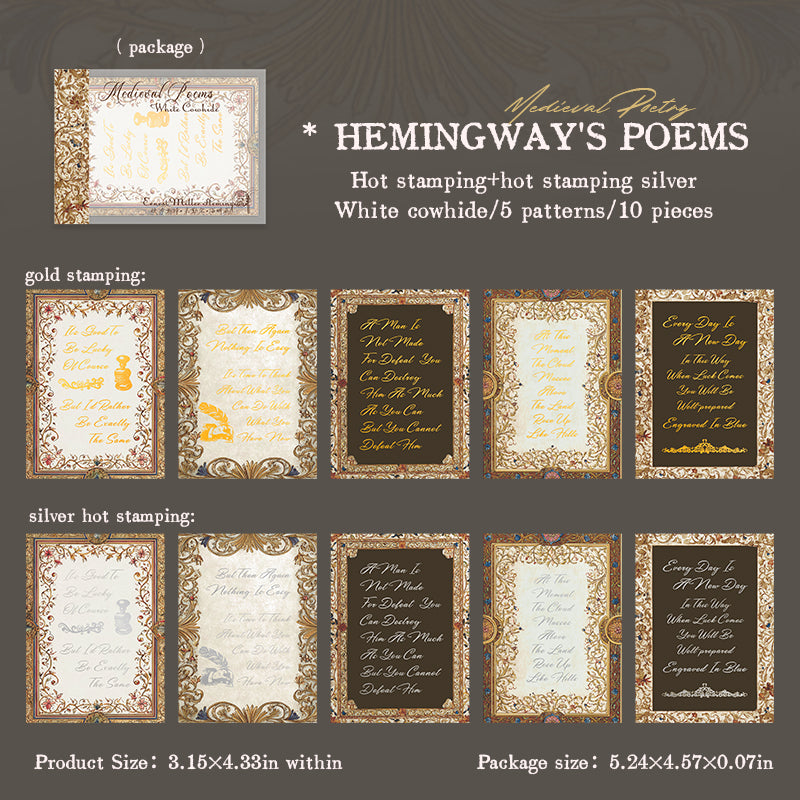 Medieval poetry Solid Paper -10Pcs each pack