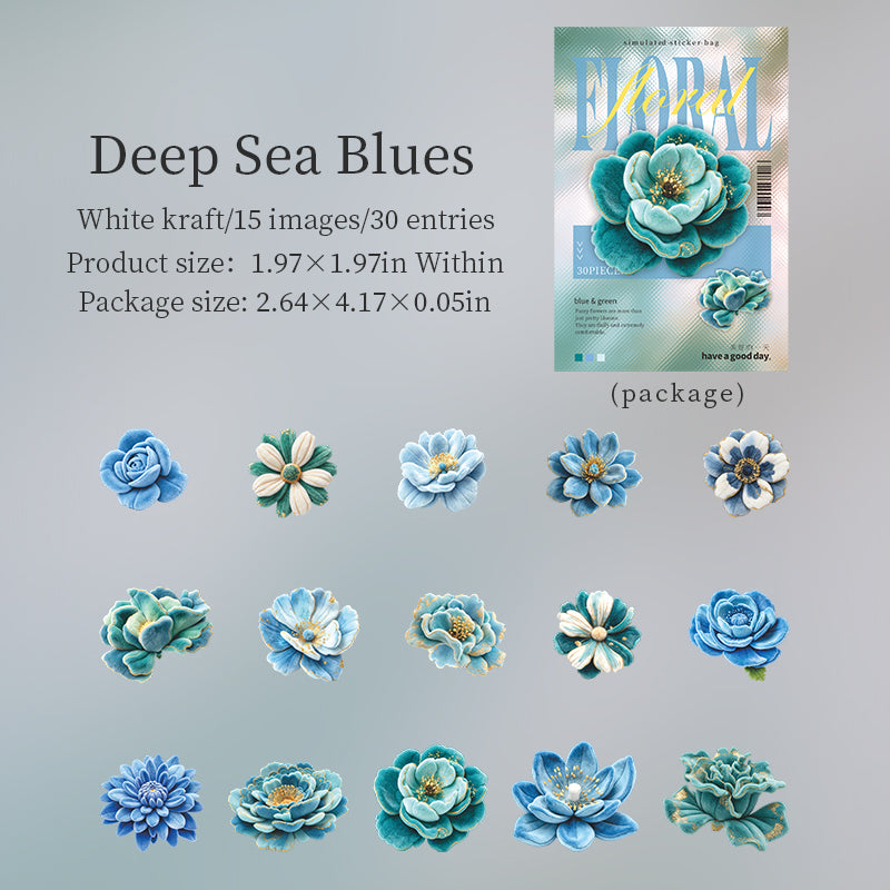 Velvet Flower solid Stickers -30Pcs each pack