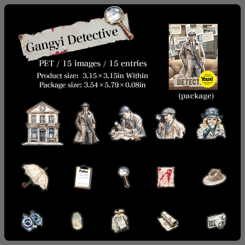 0902 Holmes's Journal PET Sticker -15Pcs each pack