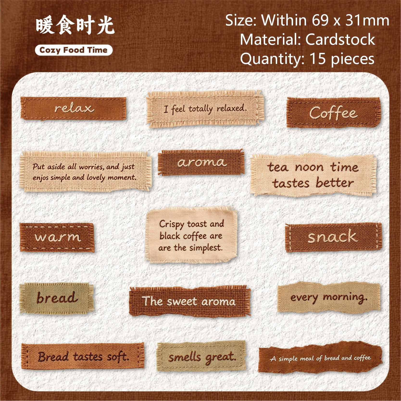 Fabric Text Word Cardstock Stickers -15Pcs each pack