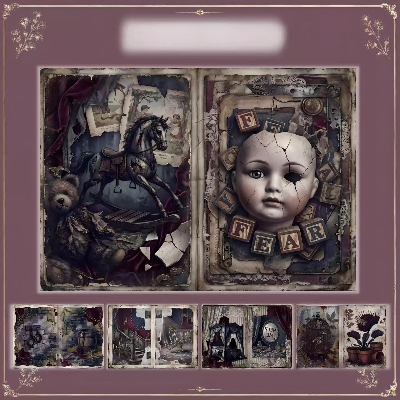 A4 size Dark Gothic Halloween Style paper 10 pcs
