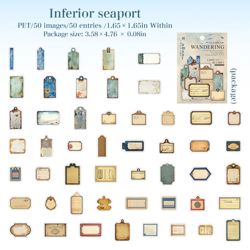 Vintage PET Sticker -50Pcs each pack