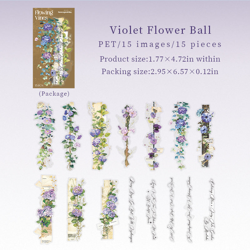 Flowering Vines PET sticker -15Pcs each pack