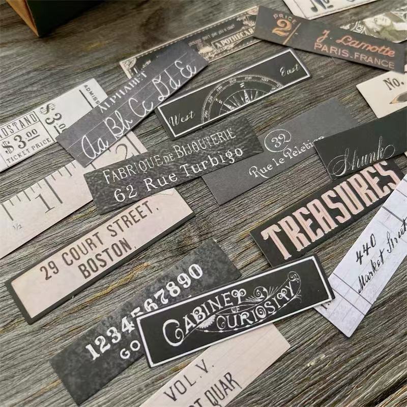 Vintage Black & White English Words Writing Paper sticker -20Pcs each pack