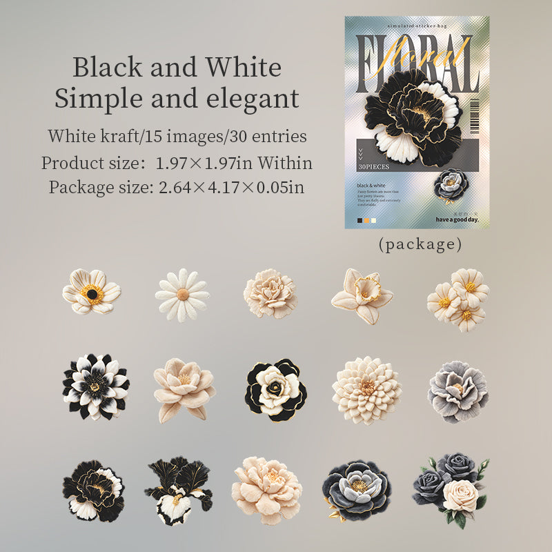 Velvet Flower solid Stickers -30Pcs each pack