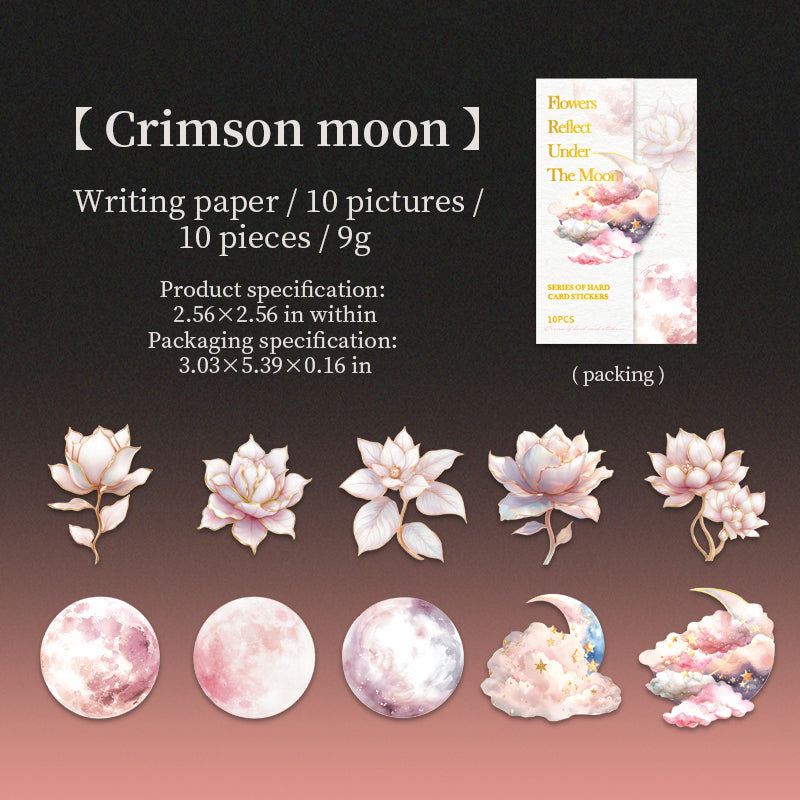0510 Flowers Reflect Under The Moon Series cardstock sticker -10Pcs each pack
