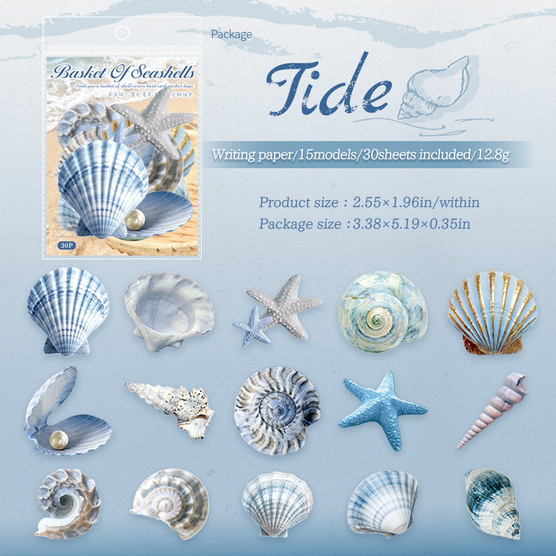 Shell cardstock sticker -30Pcs each pack