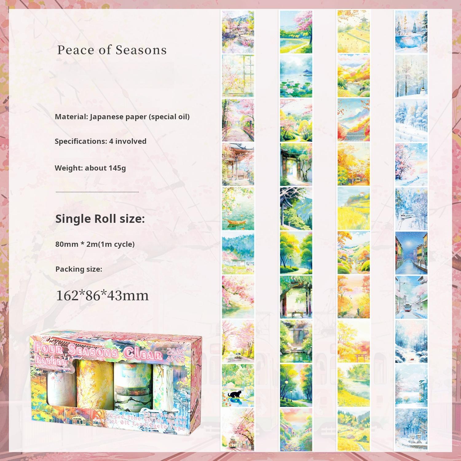 0816 Four Seasons clear rather Washi Tape Set 4 rolls 8cm*2m