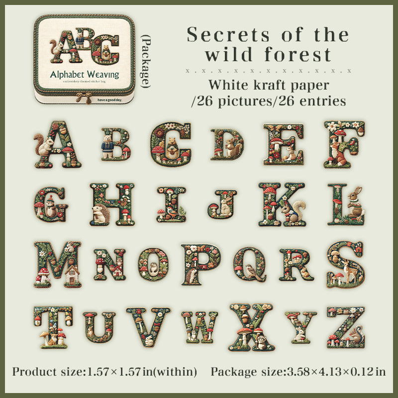 Alphabet Weaving Solid sticker -26Pcs each pack