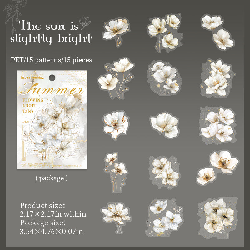 Flowers PET sticker -15Pcs each pack
