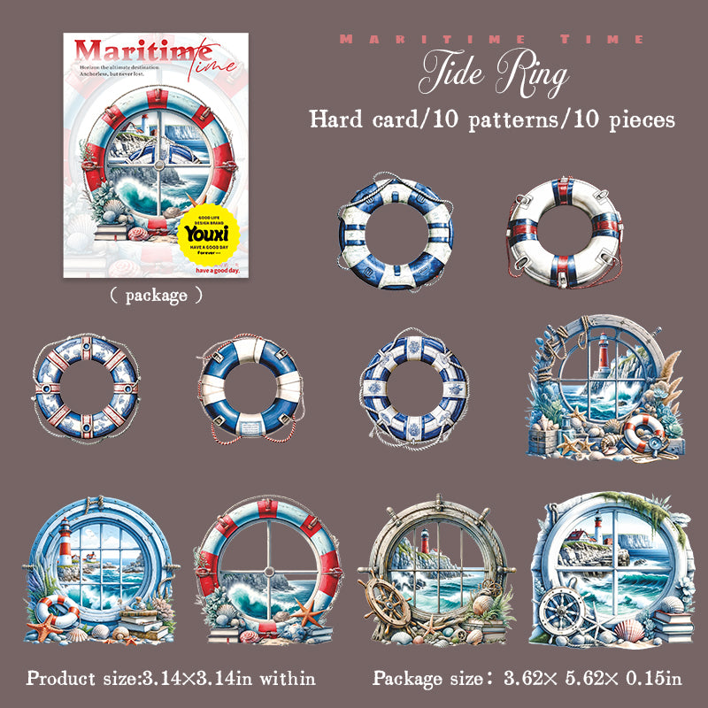 0708 Sailing time cardstock sticker -10Pcs each pack