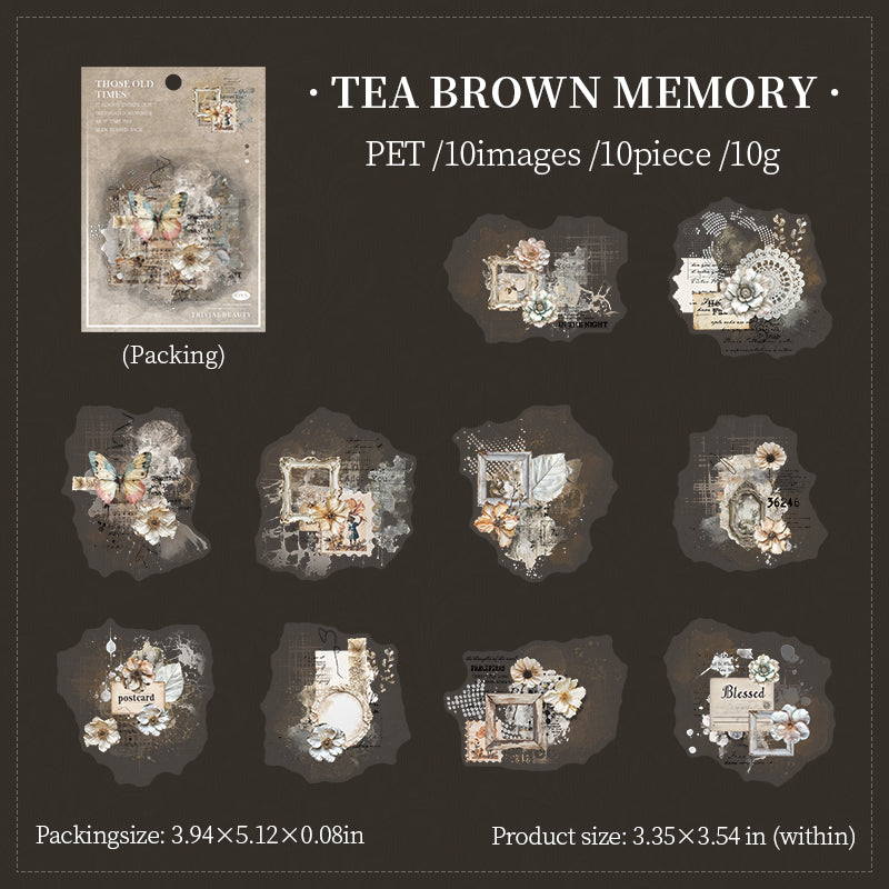 Vintage PET Sticker -10Pcs each pack