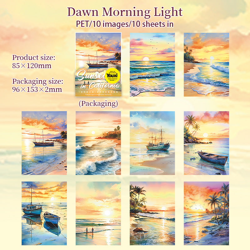 California sunset PET sticker -10Pcs each pack