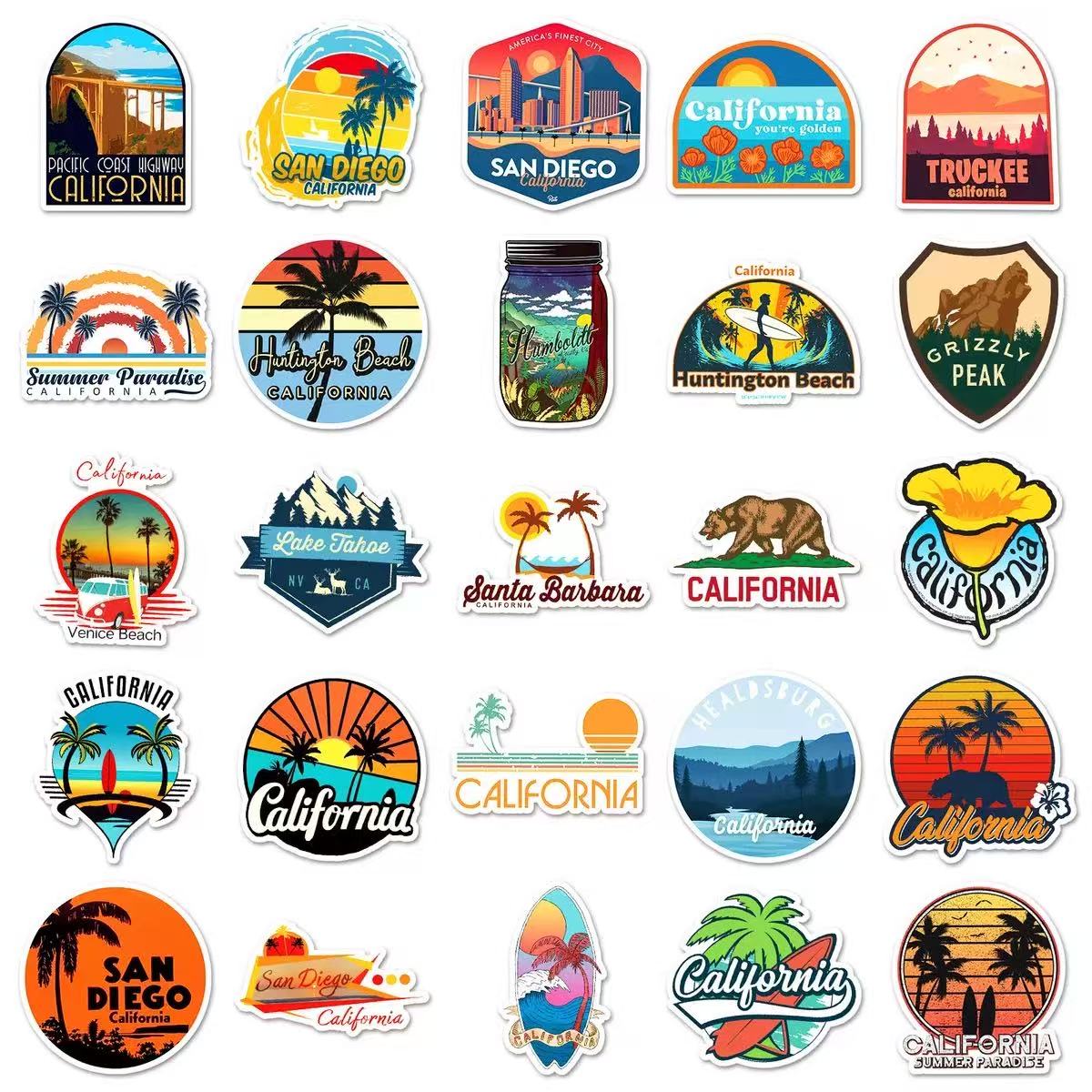 0609 50 California trip Stickers solid with white border