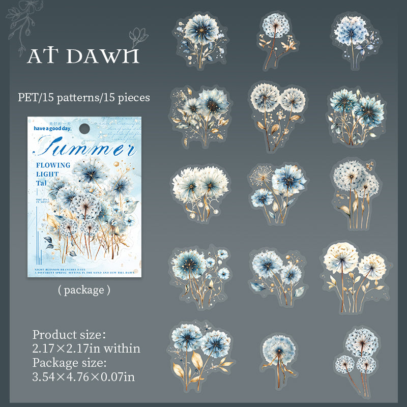Flowers PET sticker -15Pcs each pack