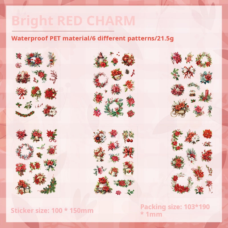 0226 Dream Shadow Flower Bloom Series Stickers -6Pcs each pack