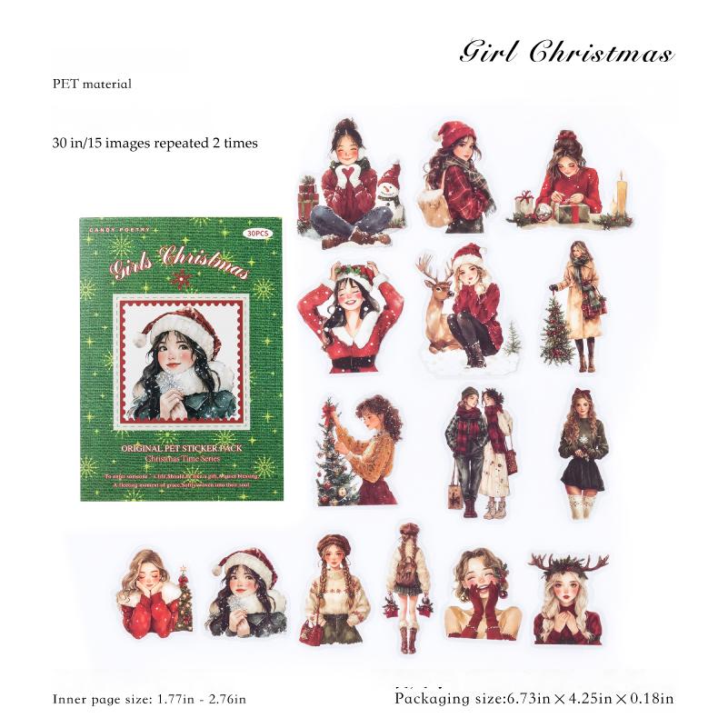 Christmas time PET Sticker -30Pcs each pack