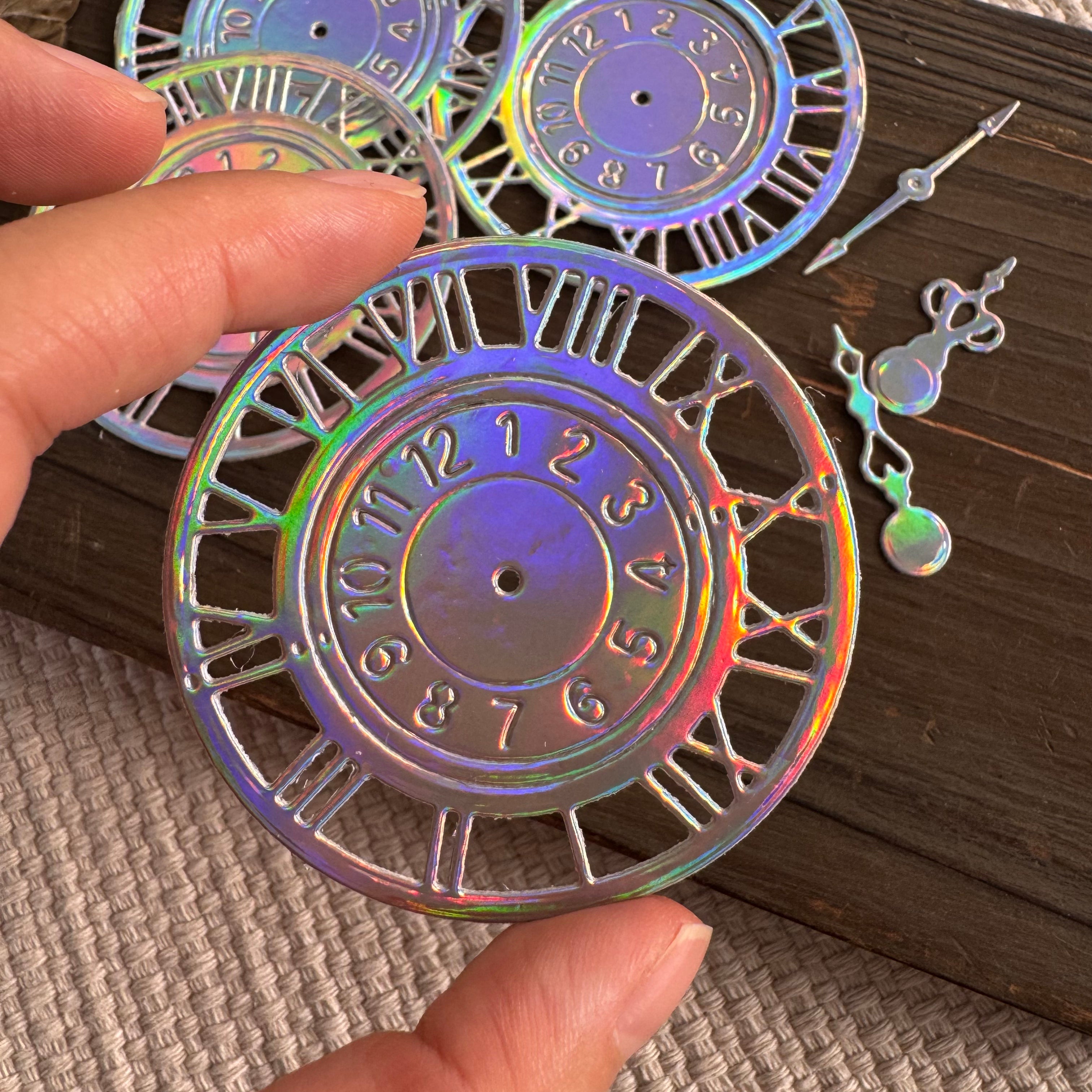 Handmade Clock Die cut Paper (6.1 × 6.1 cm) -4 clocks each pack